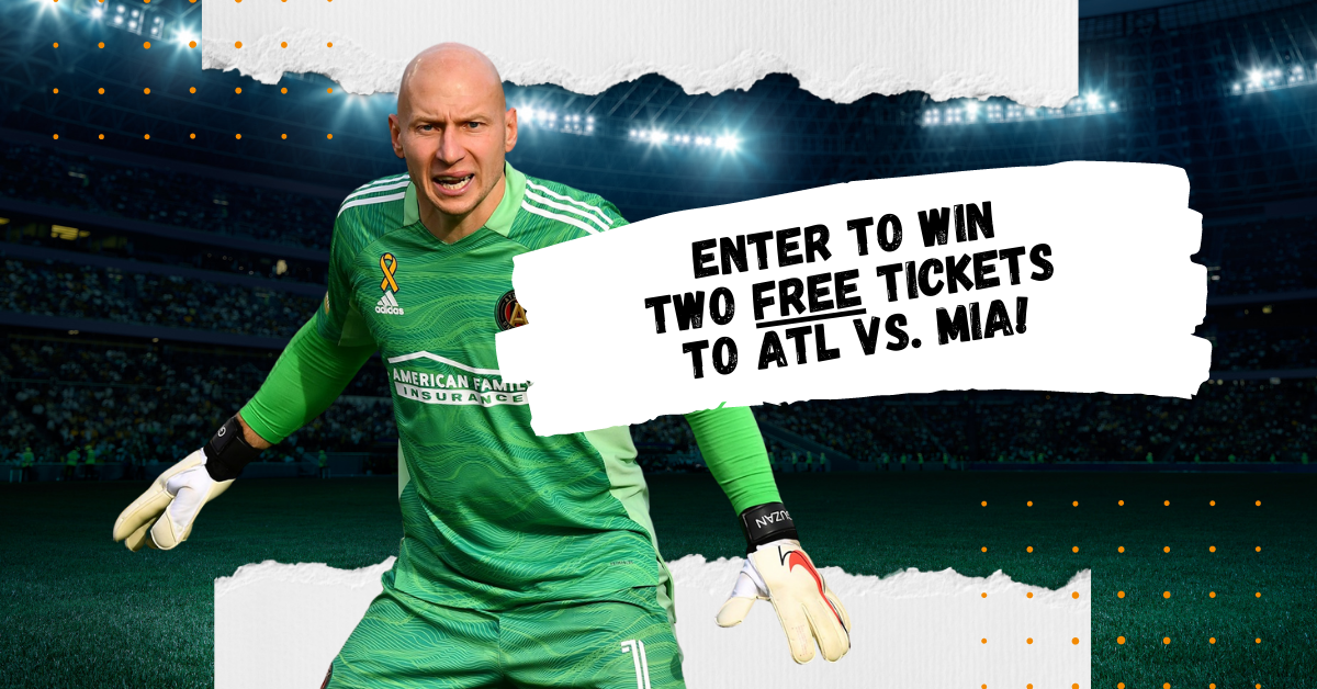 Giveaway banner featuring Atlanta United goalie